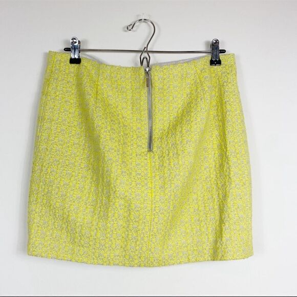 ABS Allen Schwartz Platinum Vintage Bold Yellow Textured Tweed Mini Skirt Sz 2 - Picture 3 of 14